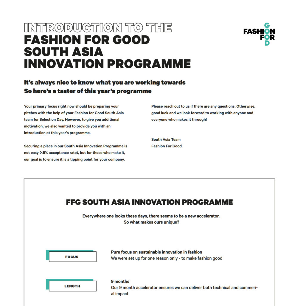 FASHION FOR GOOD SOUTH ASIA INNOVATION PROGRAMME